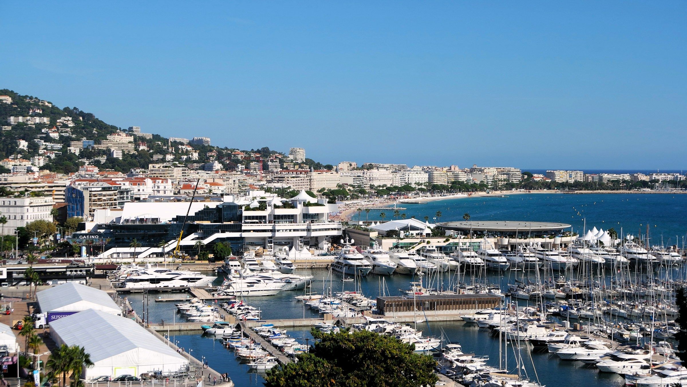 Cannes harbour at golden hour